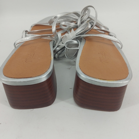 Madewell The Brigitte Lace-Up Sandal in Metallic Leather Size 10 - Picture 6 of 7